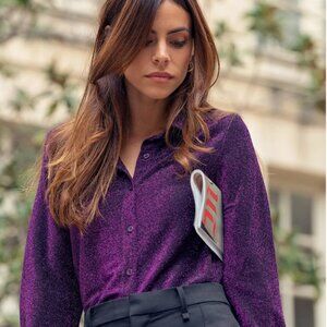 SM Alby Purple Straight-Cut Sequin Shirt